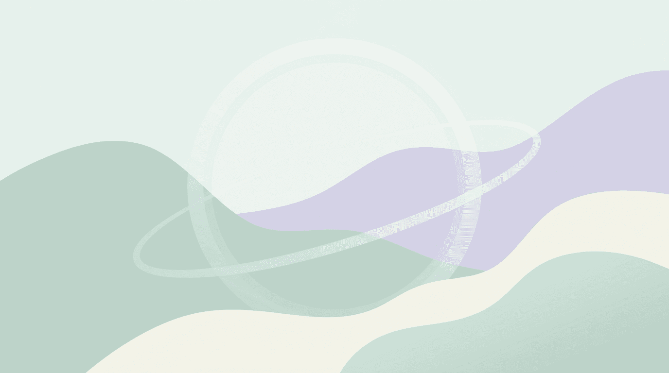 Abstract calm landscape in soft greens and lavender, suggesting balance and clarity.